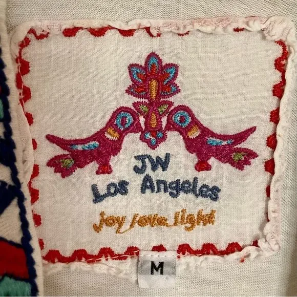 Johnny Was Floral Embroidered Open Draped Waterfall Knit Cardigan White Size M - Picture 10 of 11